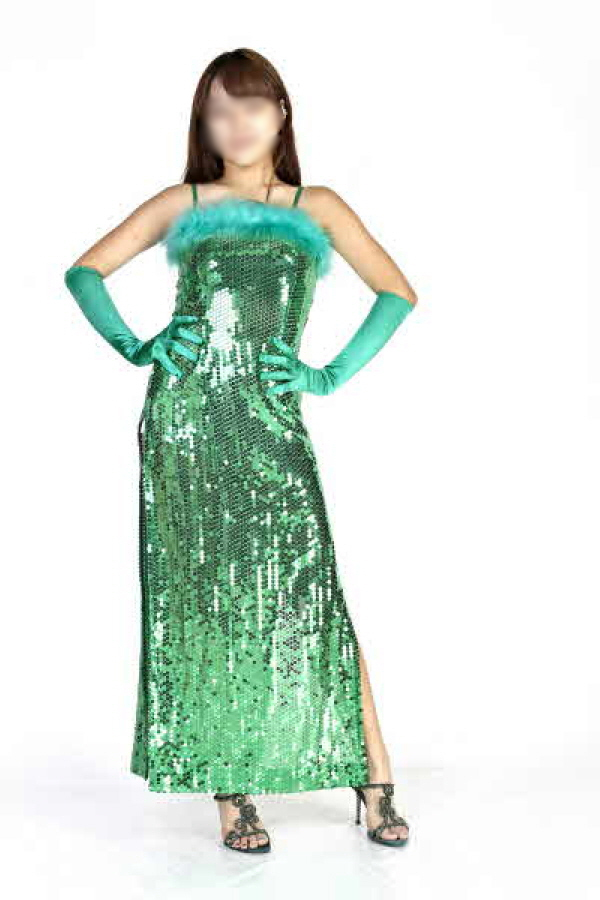 반짝이푸실원피스-그린그린