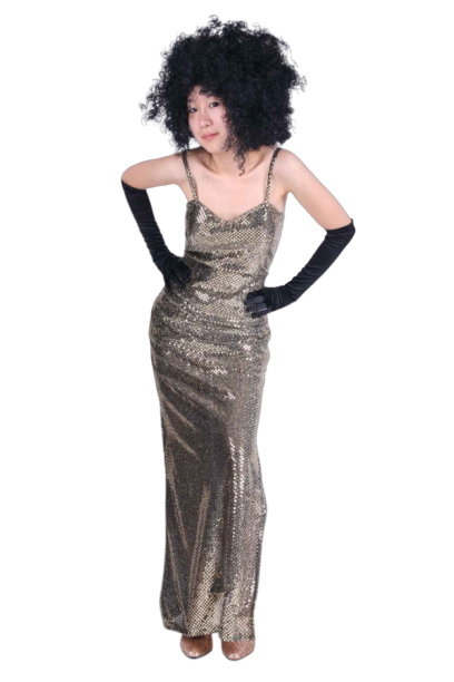 반짝이롱원피스-골드블랙