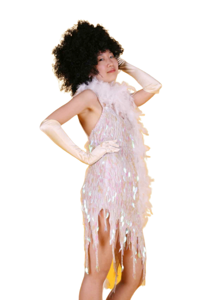 반짝이 물방울원피스-화이트