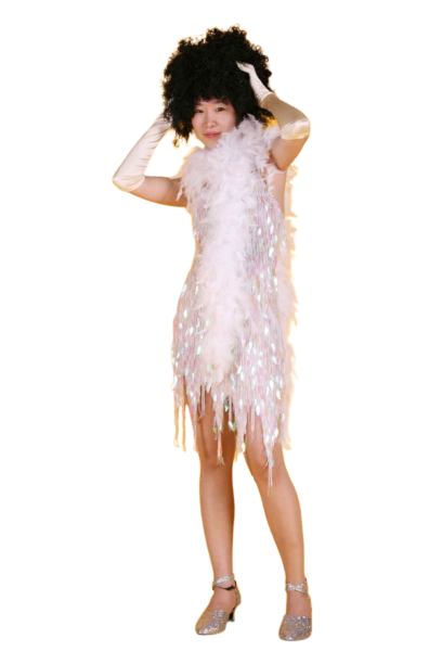 반짝이 물방울원피스-화이트