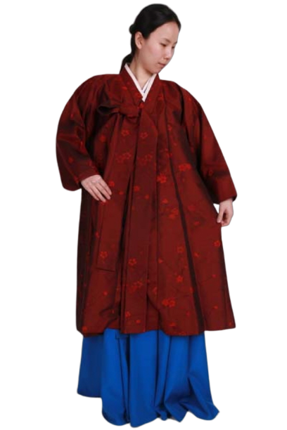 양반-여 두루마기 진한자주색