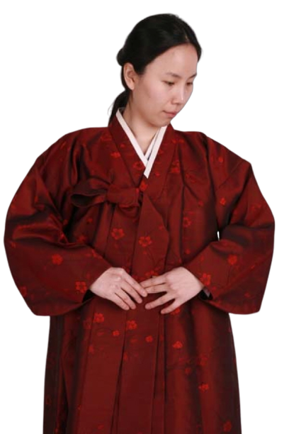 양반-여 두루마기 진한자주색