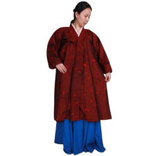 양반-여 두루마기 진한자주색