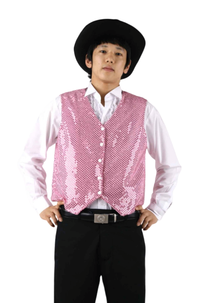 반짝이조끼-핑크