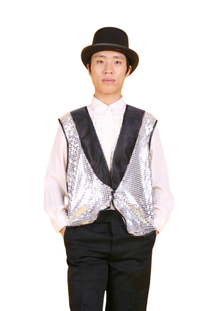 반짝이마술사조끼모자-실버