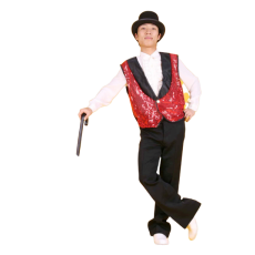 반짝이마술사조끼모자-레드