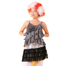 반짝이 실버블랙레이스탑