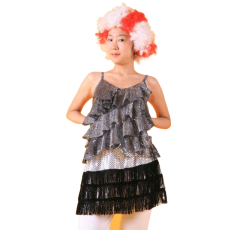 반짝이 실버블랙레이스탑