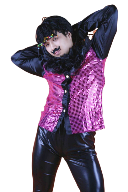 반짝이 프릴상의-퍼플블랙