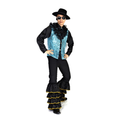 목 프릴반짝이셔츠-블루2