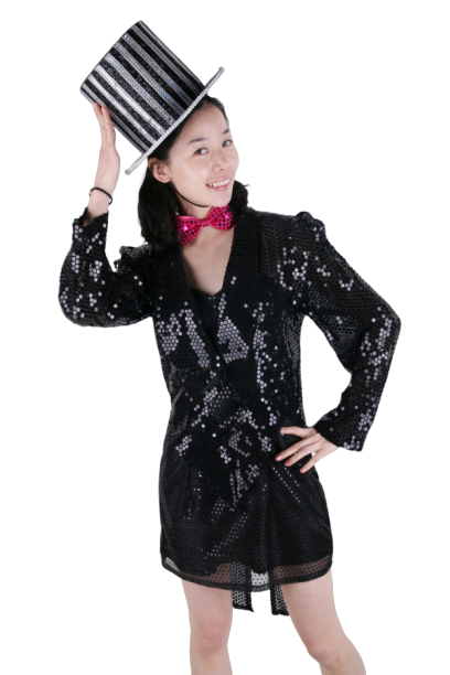 반짝이 턱시도여-블랙