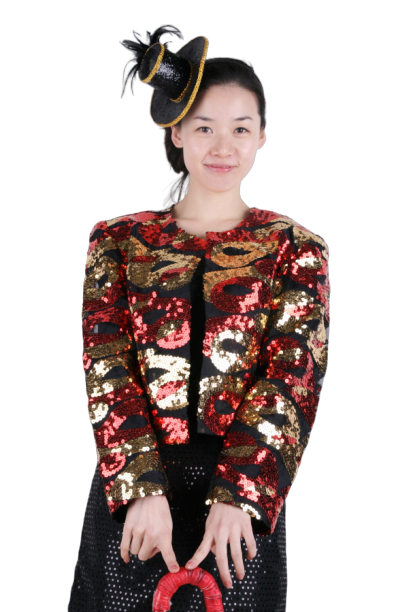 반짝이 숏자켓 여-붉은톤