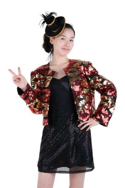 반짝이 숏자켓 여-붉은톤