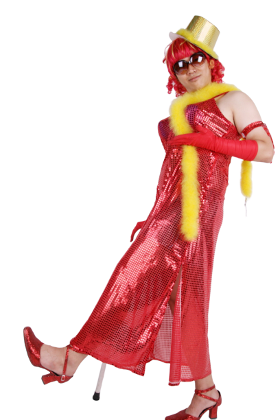 여장 반짝이롱원피스-레드