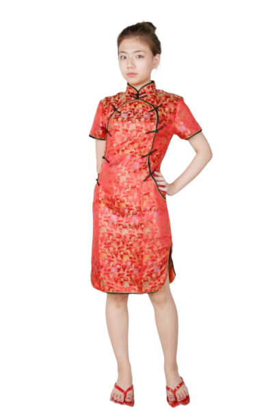 중국-치파오 미니드레스 레드블랙