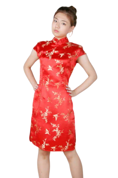 중국-치파오 미니드레스 레드골드