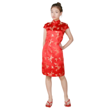 중국-치파오 미니드레스 레드골드