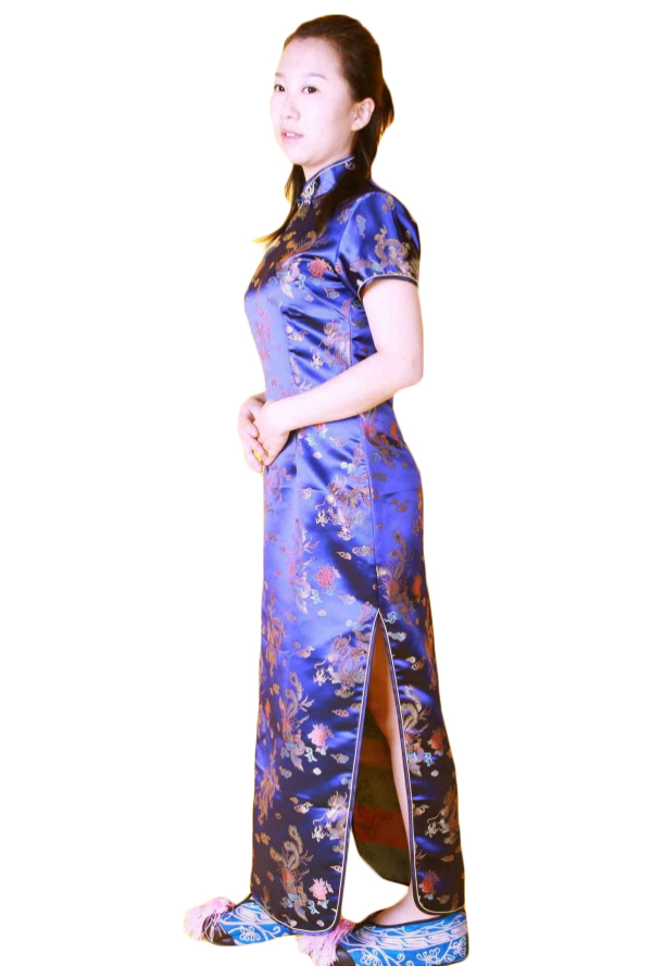 중국-치파오 롱드레스 네이비