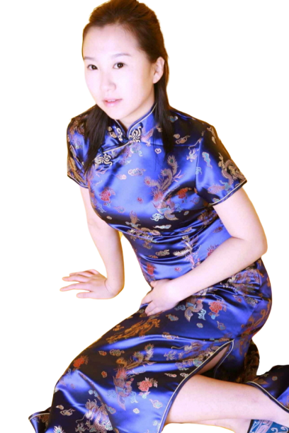 중국-치파오 롱드레스 네이비