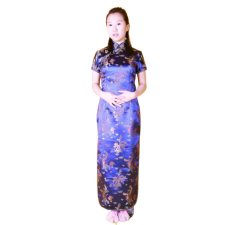 중국-치파오 롱드레스 네이비