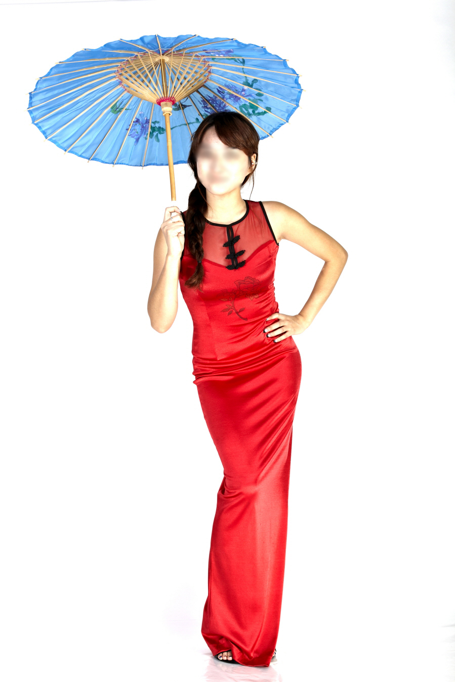 중국-치파오 롱드레스 섹시레드