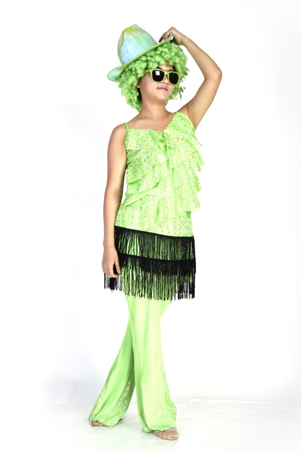 복고 반짝여인-그린프릴