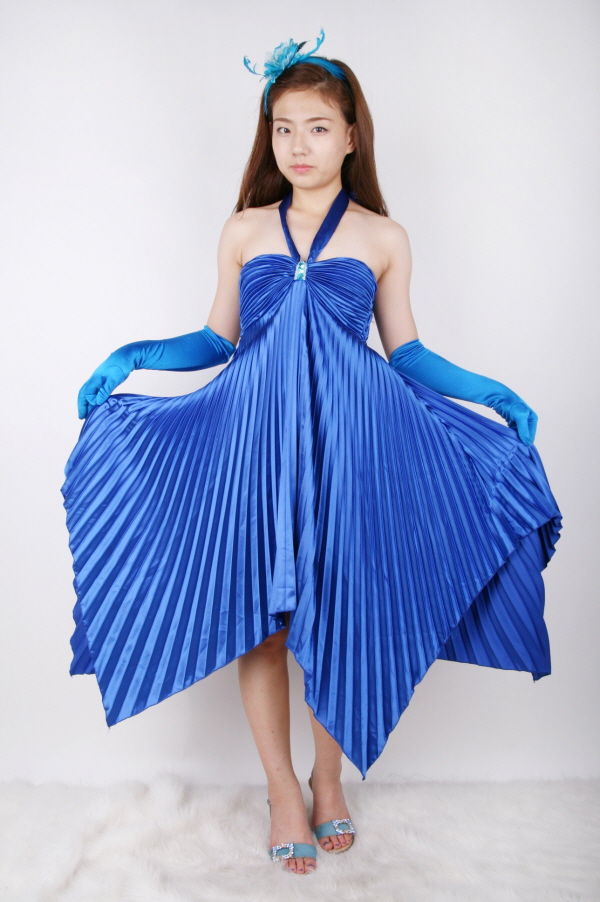 아코디언 원피스-블루