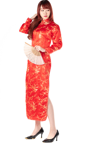 치파오 긴팔-레드